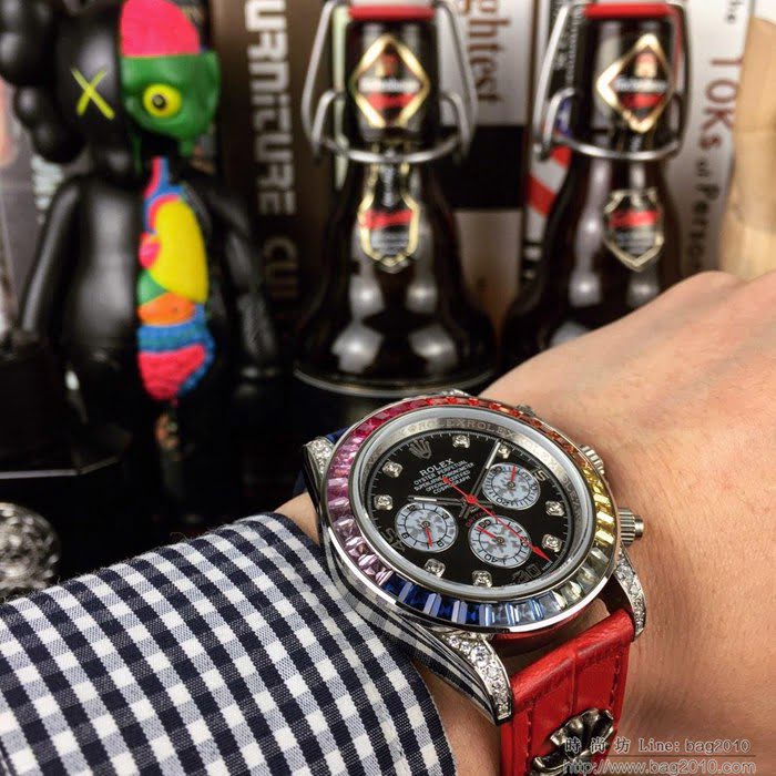 ROLEX勞力士 迪通拿 限量紀念版 佛羅倫斯克羅心錶帶 藍光鍍膜鏡面 奢華彩鑽圈口 男士腕表  wssb5148